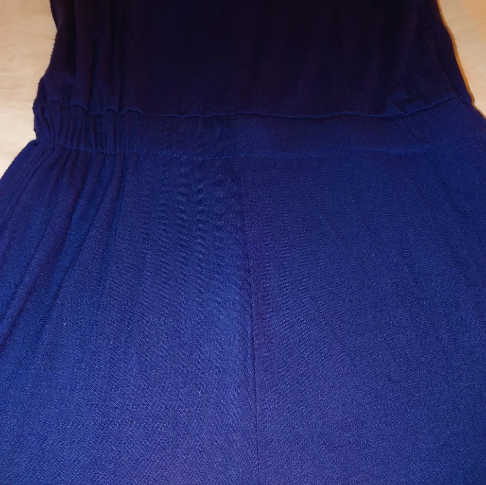 NWT Navy Blue NELL COUTURE Soft Jersey Knit Drawstring Racerback Jumpsuit XS 2 - Picture 14 of 14